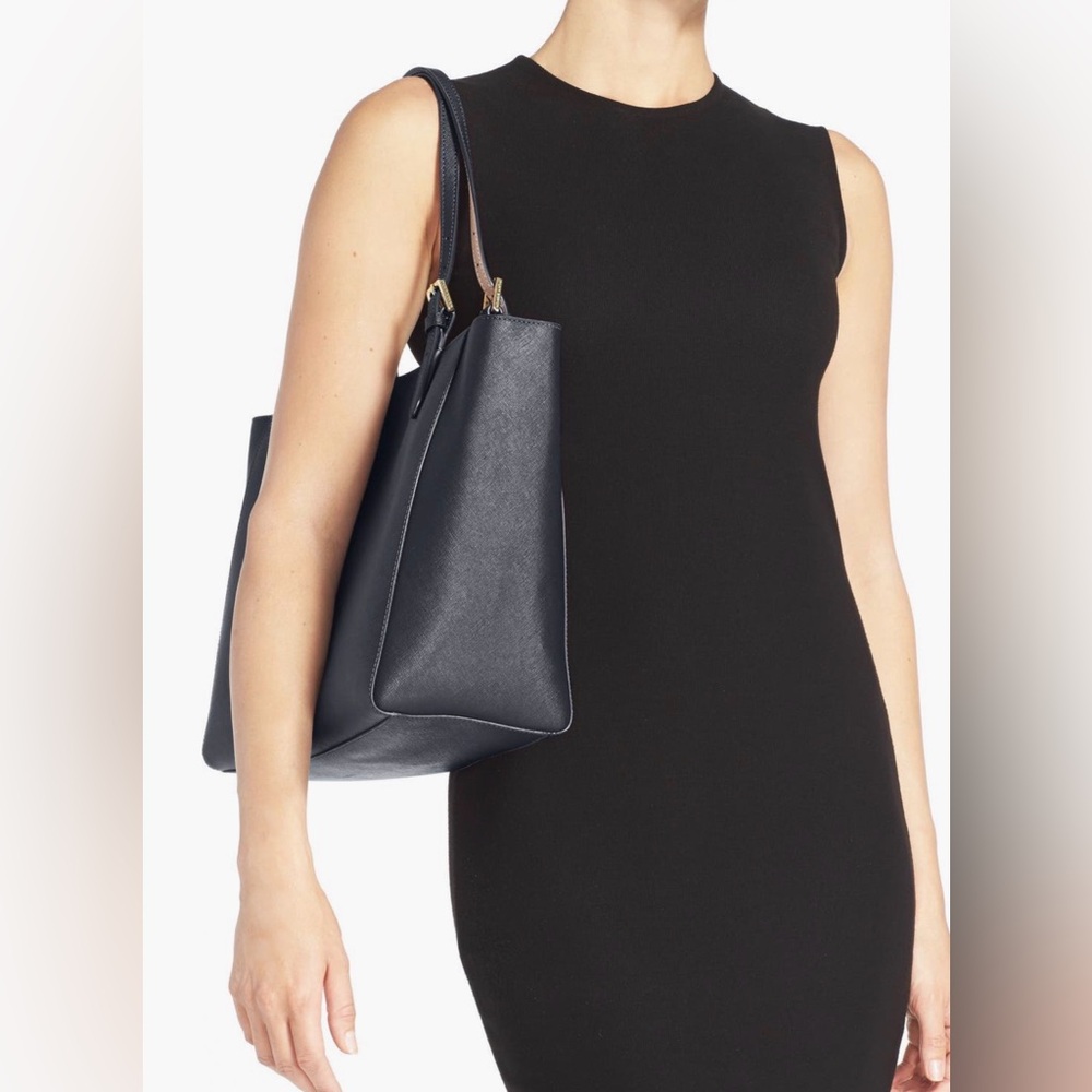 Tory Burch Black Leather ‘yoke’ buckle Tote Bag - Picture 3 of 10